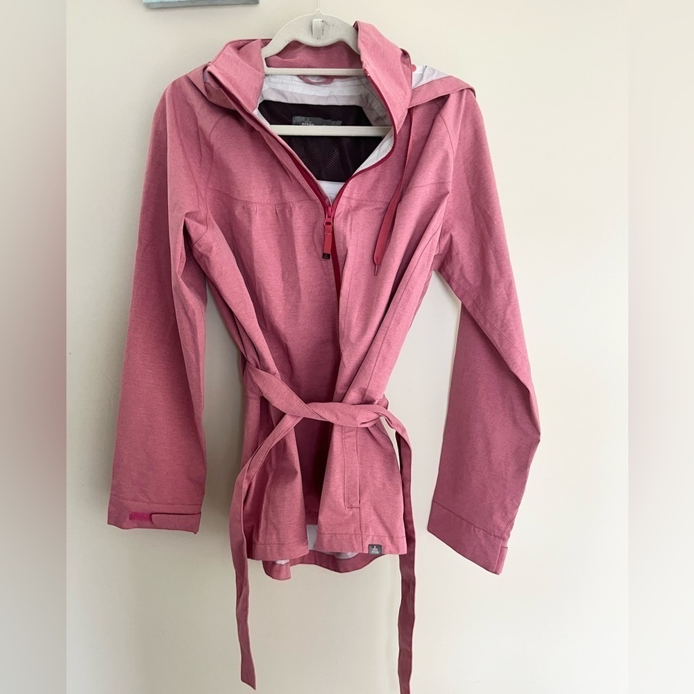 Prana Eliza Rain Jacket Removable Belt Reddish Pink Size XL